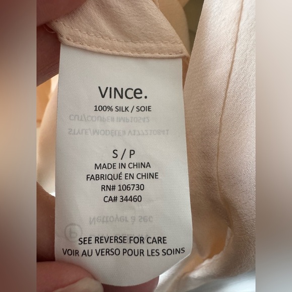 Vince Blush Silk Blouse Top Picot Edge Long Sleeve in Blossom Small - Picture 14 of 15